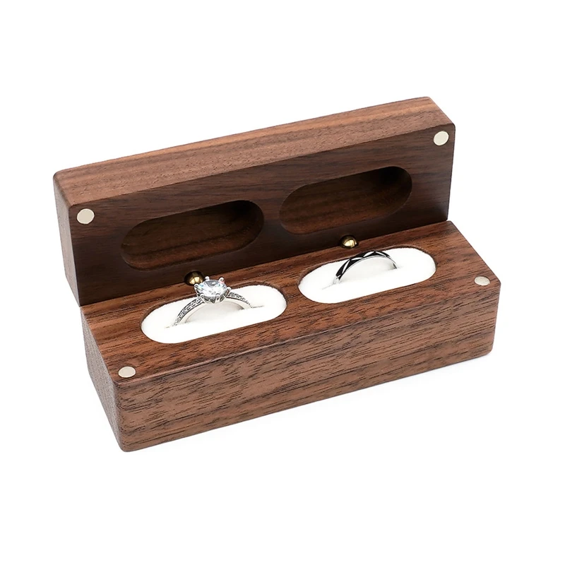 N58F Rectangle Walnut Wood Ring Box Velvet Soft Interior Holder Organizer Jewelry Wooden Case for Proposal Engagement
N58F Rectangle Walnut Wood Ring Box Velvet Soft Interior Holder Organizer Jewelry Wooden Case for Proposal Engagement