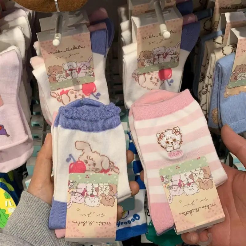 

Милые хлопковые носки Kawali с изображением Микко Мусса суфле Камми латте милые мягкие удобные универсальные милые Мультяшные подарок на день рождения для девочек