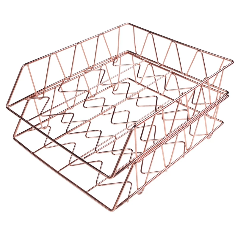 Desktop File Organizer Metal Stackable Letter Tray Paper Holder Rack, 2 Pack, Rose Gold
Desktop File Organizer Metal Stackable Letter Tray Paper Holder Rack, 2 Pack, Rose Gold