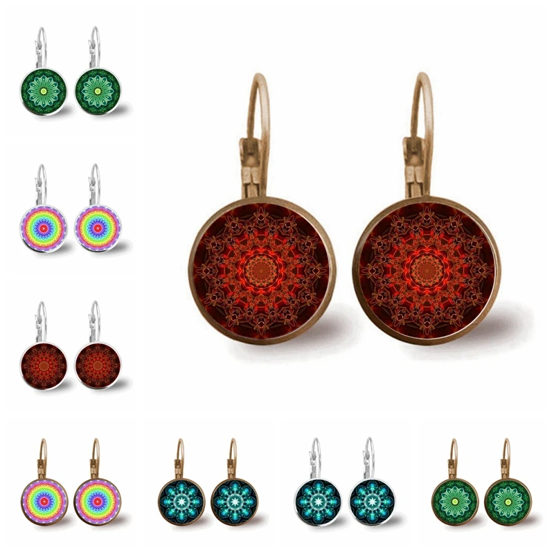 Hip-hop Style Fashion Hanging French Earrings 16mm Glass Cabochon Kaleidoscope Mandala Pattern Earrings Female Gift Jewelry
Hip-hop Style Fashion Hanging French Earrings 16mm Glass Cabochon Kaleidoscope Mandala Pattern Earrings Female Gift Jewelry