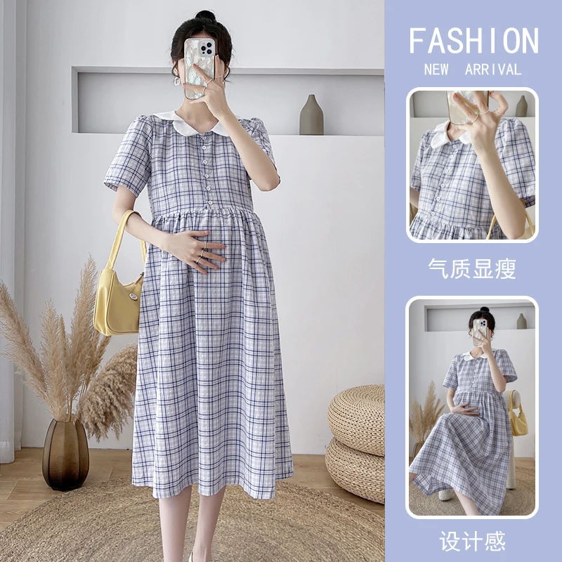 542# 2022 Summer Korean Fashion Plaid Maternity Long Dress Sweet Lovely A Line Slim Clothes for Pregnant Women OL Work Pregnancy
542# 2022 Summer Korean Fashion Plaid Maternity Long Dress Sweet Lovely A Line Slim Clothes for Pregnant Women OL Work Pregnancy