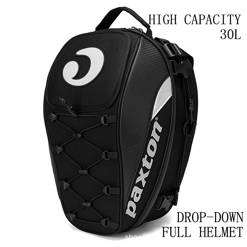 

Motorcycle Helmet Bag Riding Full Helmet Bag Rear Seat Bag Backpack Large-capacity Waterproof And Expandable 30L