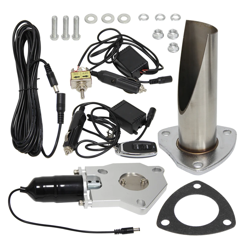 

51/57/63/76mm OD Universal Stainless Exhaust E-Cut Cutout Pipe with Remote & Switch Control Kit