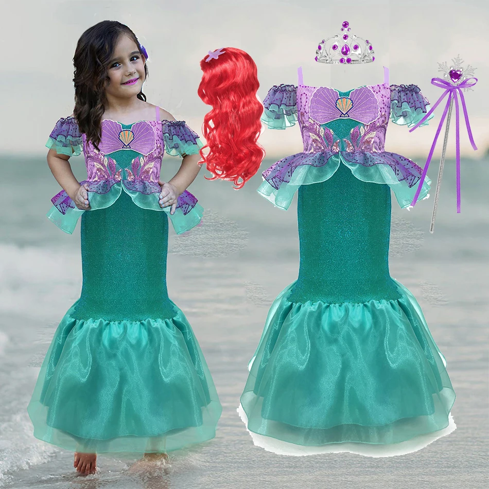 Girl Princess Dress Little Mermaid Costume Baby Girl Ariel Dress Summer Children Off Shoulder Birthday Party Clothes 3-10 Years
Girl Princess Dress Little Mermaid Costume Baby Girl Ariel Dress Summer Children Off Shoulder Birthday Party Clothes 3-10 Years