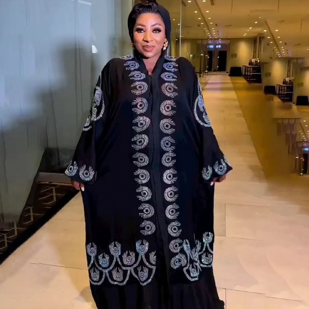 African Dresses For Women 2023 V-Neck Robe Femme Musulmane Fashion Abaya Dubai Luxury Hot Drill Abayas Kaftan Boubou Party Gowns
African Dresses For Women 2023 V-Neck Robe Femme Musulmane Fashion Abaya Dubai Luxury Hot Drill Abayas Kaftan Boubou Party Gowns