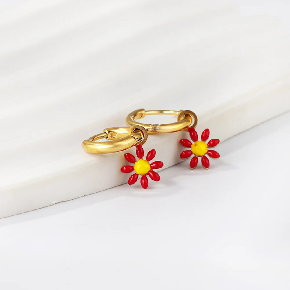 Colorful Daisy Flowers Drop Earrings Tiny Red Sunflowers Summer Green/Blue Pendant Decor On Ears Jewelry For Girls/Women Gifts
Colorful Daisy Flowers Drop Earrings Tiny Red Sunflowers Summer Green/Blue Pendant Decor On Ears Jewelry For Girls/Women Gifts
