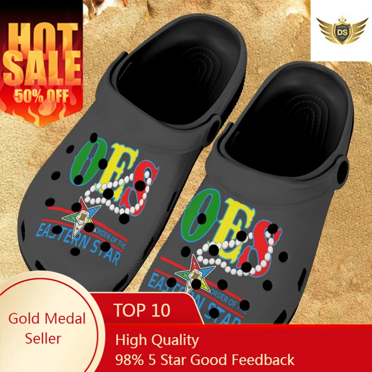 Women Hole Shoes OES Sistars Order Of Eastern Pattern Black Soft Sole Indoor Shower Slippers Non-Slip Summer Flat Sandals
Women Hole Shoes OES Sistars Order Of Eastern Pattern Black Soft Sole Indoor Shower Slippers Non-Slip Summer Flat Sandals