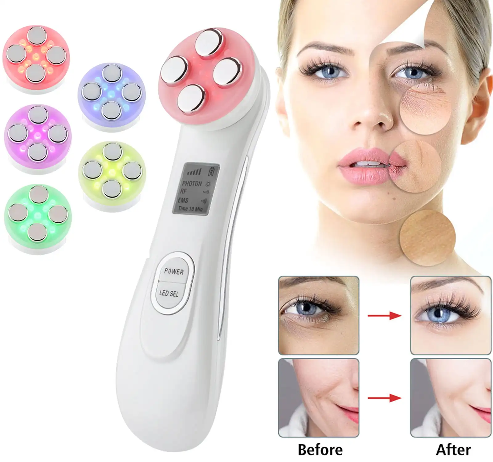 NEW Face Massage Device - 5 In 1 RF LED Face Beauty Instrument Facial Lifting Machine Skin Rejuvenation Wrinkle Removal Light Th
NEW Face Massage Device - 5 In 1 RF LED Face Beauty Instrument Facial Lifting Machine Skin Rejuvenation Wrinkle Removal Light Th