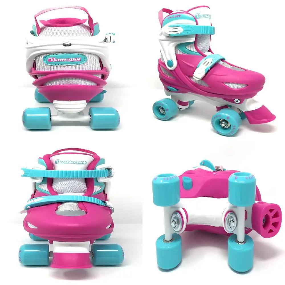 

Стильные и стильные четырехколесные роликовые коньки среднего размера для девочек (1-4), приподнимите ее колеса розовым и белым цветом!