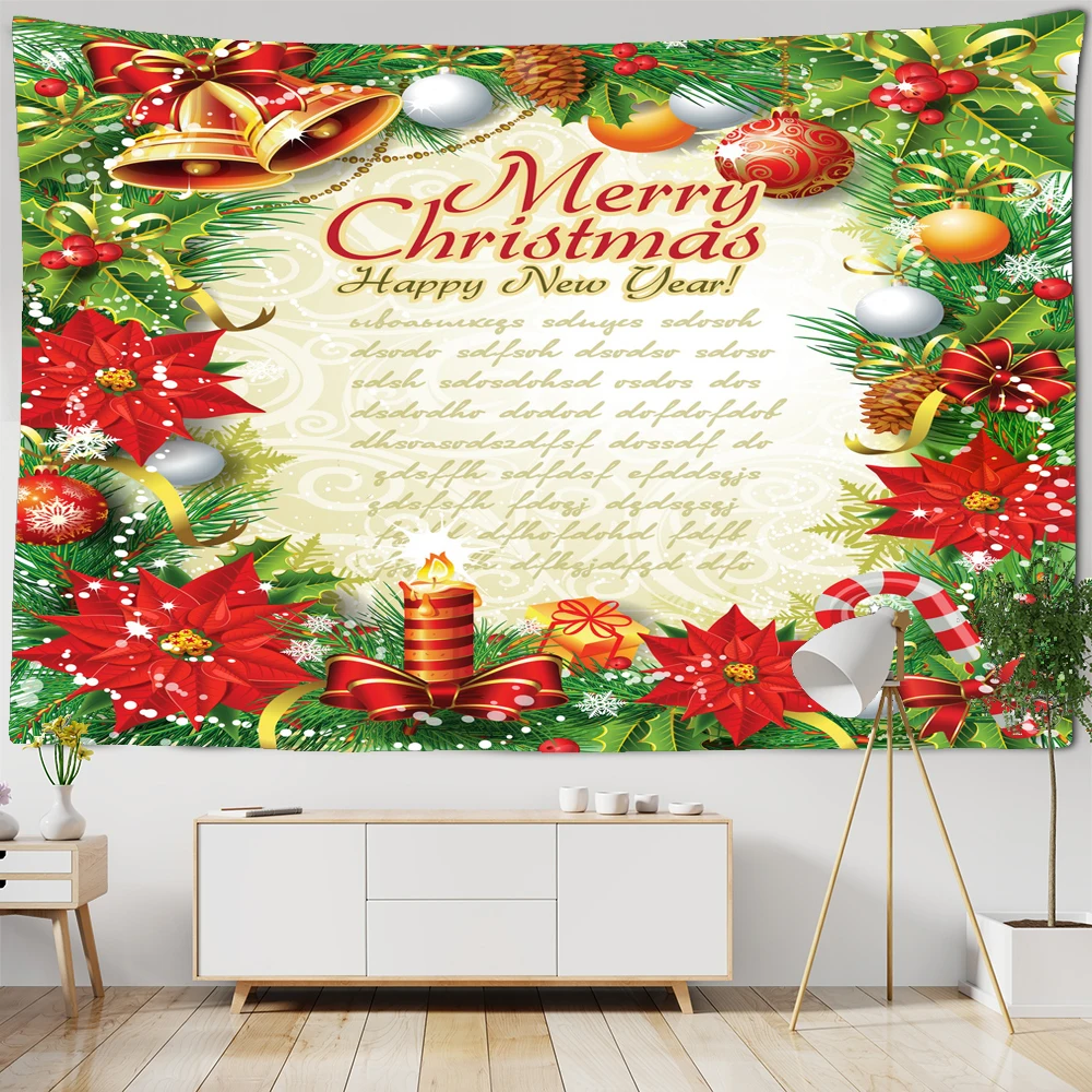 

Christmas Tapestry Wall Hanging Christmas Wreath Home Decoration Room Wall Blanket Christmas Tree Fireplace Tapestries