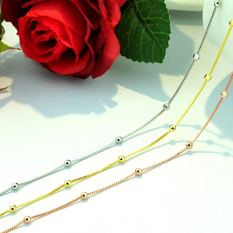 S925 Sterling Silver Rose Gold Plated Box Chain Rooms Beads Necklace Women's Elegant Colorful Silver Pure Necklace Simple Intern
S925 Sterling Silver Rose Gold Plated Box Chain Rooms Beads Necklace Women's Elegant Colorful Silver Pure Necklace Simple Intern