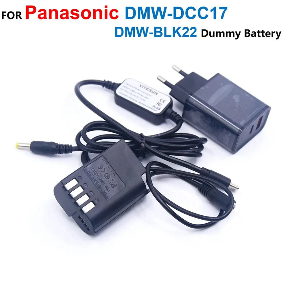 DMW-DCC17 DC Coupler BLK22 Dummy Battery+USB Type-C Power Cable+PD Charger Adapter For Panasonic Lumix S5 DC-S5 DC-S5K Camera
DMW-DCC17 DC Coupler BLK22 Dummy Battery+USB Type-C Power Cable+PD Charger Adapter For Panasonic Lumix S5 DC-S5 DC-S5K Camera