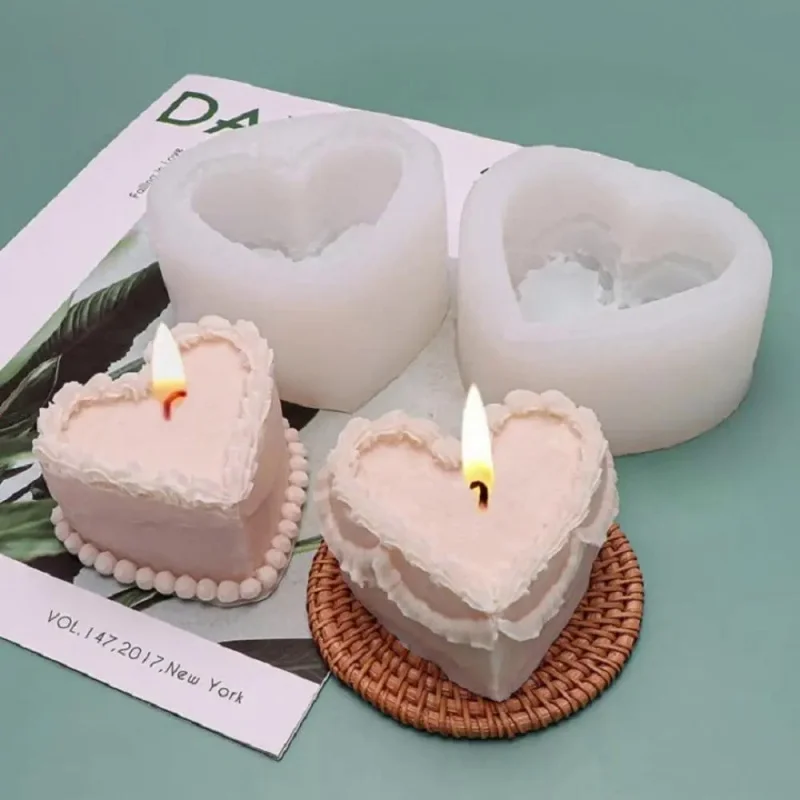 

Three Dimensional Heart-Shaped Cake Decoration Simulation Love Small Cake Chocolate Mousse Aromatherapy Candle Silicone Mold