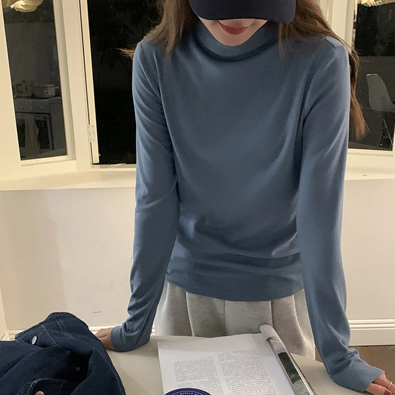 Women's Shirt Basic Multicolor Base Slim Long Sleeve T-Shirt Top Female Winter Half Height Collar Round Neck Pullover
Women's Shirt Basic Multicolor Base Slim Long Sleeve T-Shirt Top Female Winter Half Height Collar Round Neck Pullover