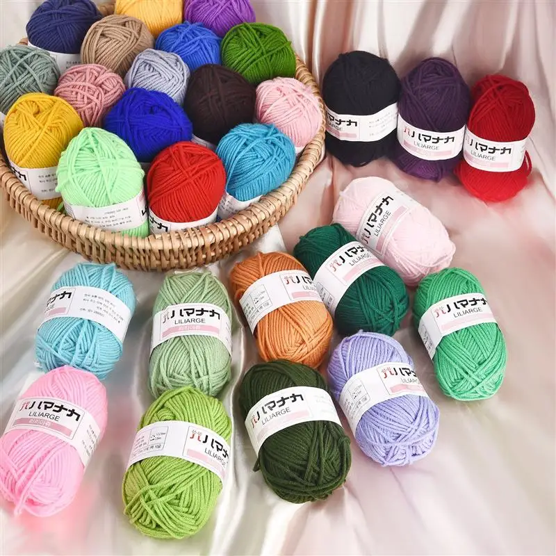 

25g 4ply Milk Cotton Knitting Wool Yarn Needlework Dyed Lanas for Crochet Craft Sweater Hat Dolls Sewing Knitting Tools