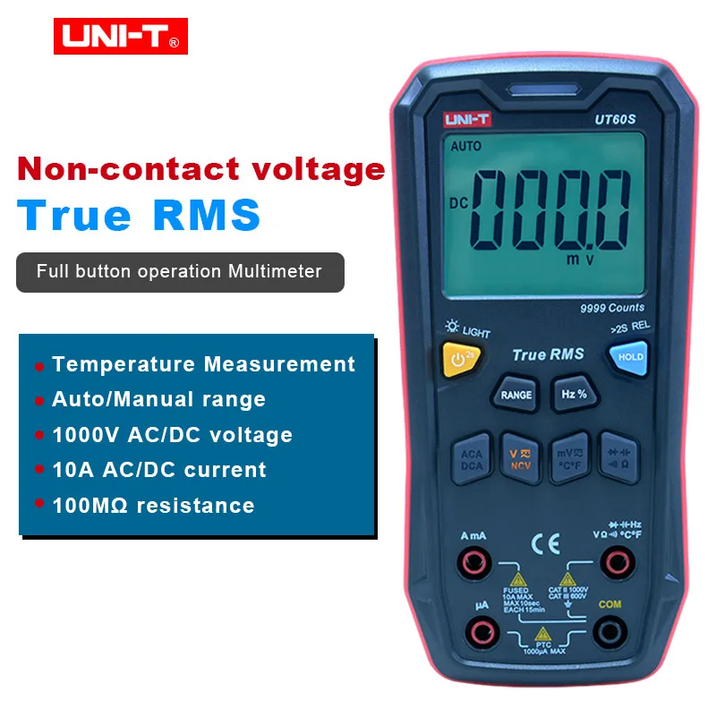 

UNI-T UT60S True RMS Digital Multimeter 9999 Counts Auto Range AC DC 1000V 10A Current Voltage Resistor Analog Bar/Data Hold