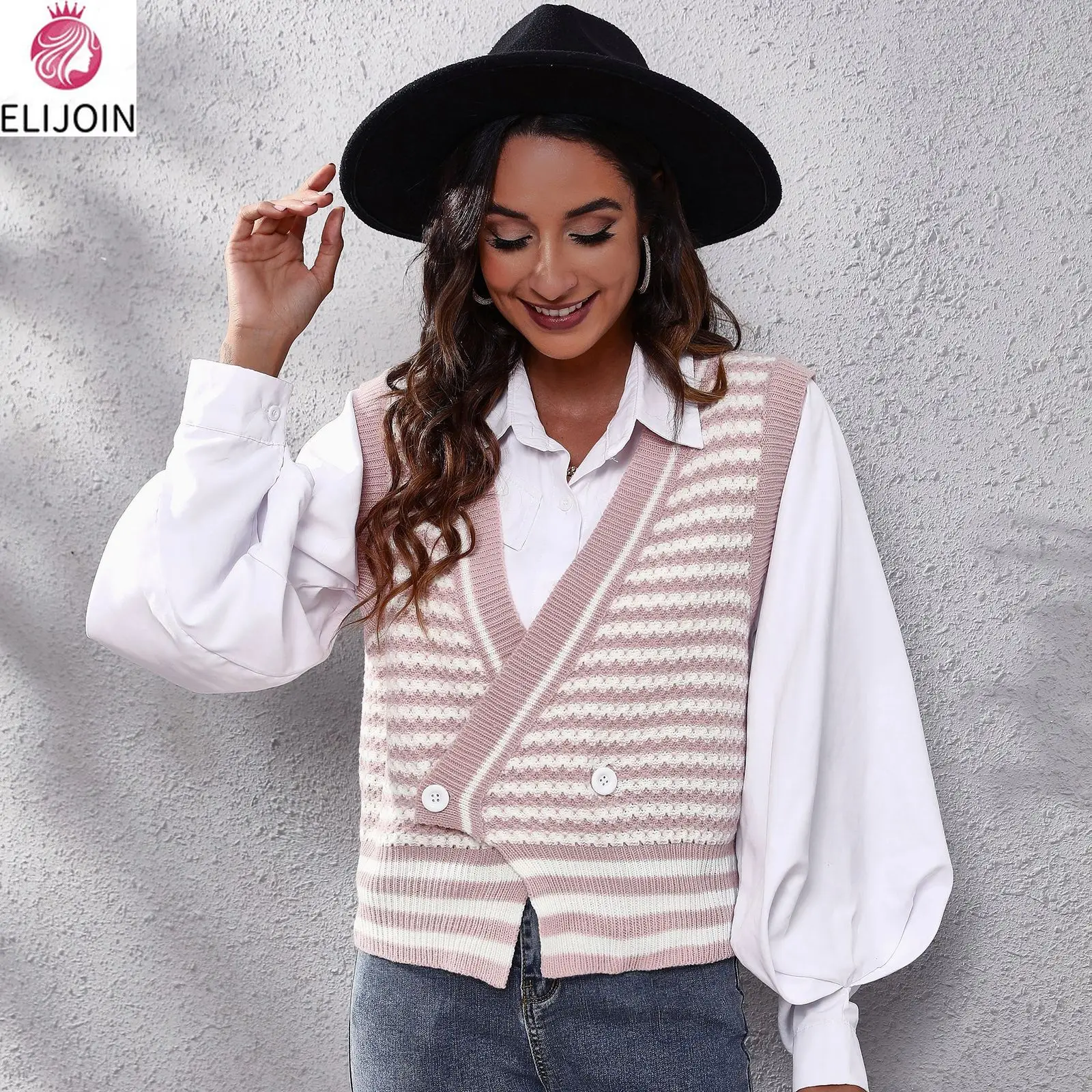 ELIJOIN striped knitted cardigan sweater vest women's vest autumn and winter new fashion Amoy
ELIJOIN striped knitted cardigan sweater vest women's vest autumn and winter new fashion Amoy
