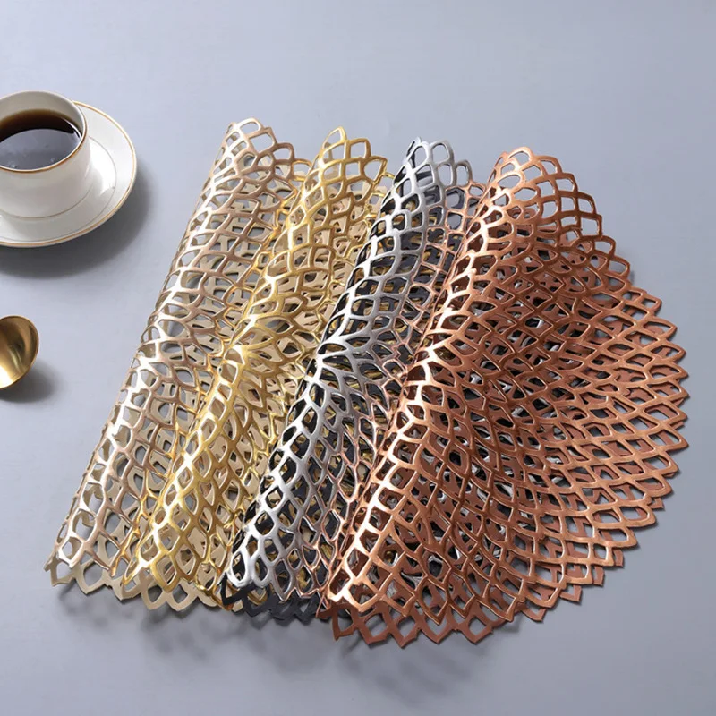 Creative Upscale Hollow PVC Non-Slip Placemat Coaster Restaurant Hotel Decoration Plate Mat Heat Proof Mat in Stock Wholesale
Creative Upscale Hollow PVC Non-Slip Placemat Coaster Restaurant Hotel Decoration Plate Mat Heat Proof Mat in Stock Wholesale