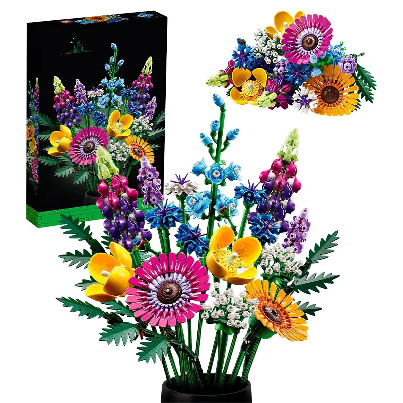 

New 10313 Fomantic Flower Bouquet Rose Orchid Building Block Bricks Toy DIY Potted Illustration Holiday For Girlfriend Gifts