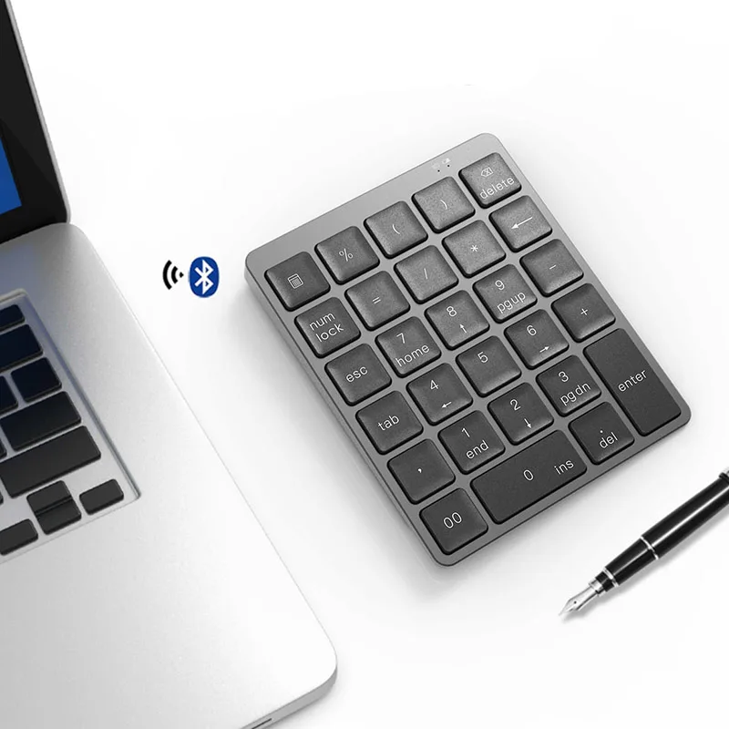 Rechargeable 28 Keys Bluetooth-compatible Wireless Numeric Keypad Mini Numpad Alloy Ultra-thin Wireless Keyboard
Rechargeable 28 Keys Bluetooth-compatible Wireless Numeric Keypad Mini Numpad Alloy Ultra-thin Wireless Keyboard