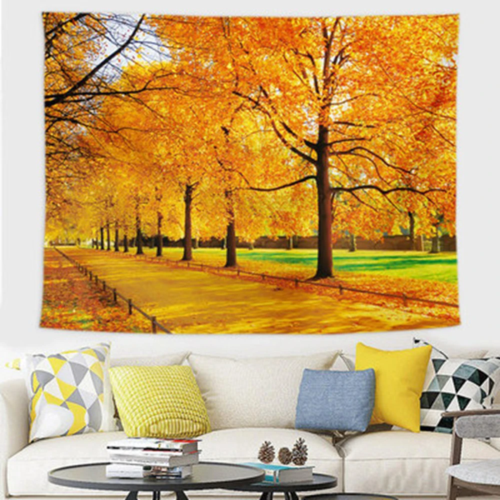 

Psychedelic Forest Nature Rural Tapestry Autumn Yellow Red Maple Landscape Tapestries Bedroom Living Room Dorm Deco Wall Hanging
