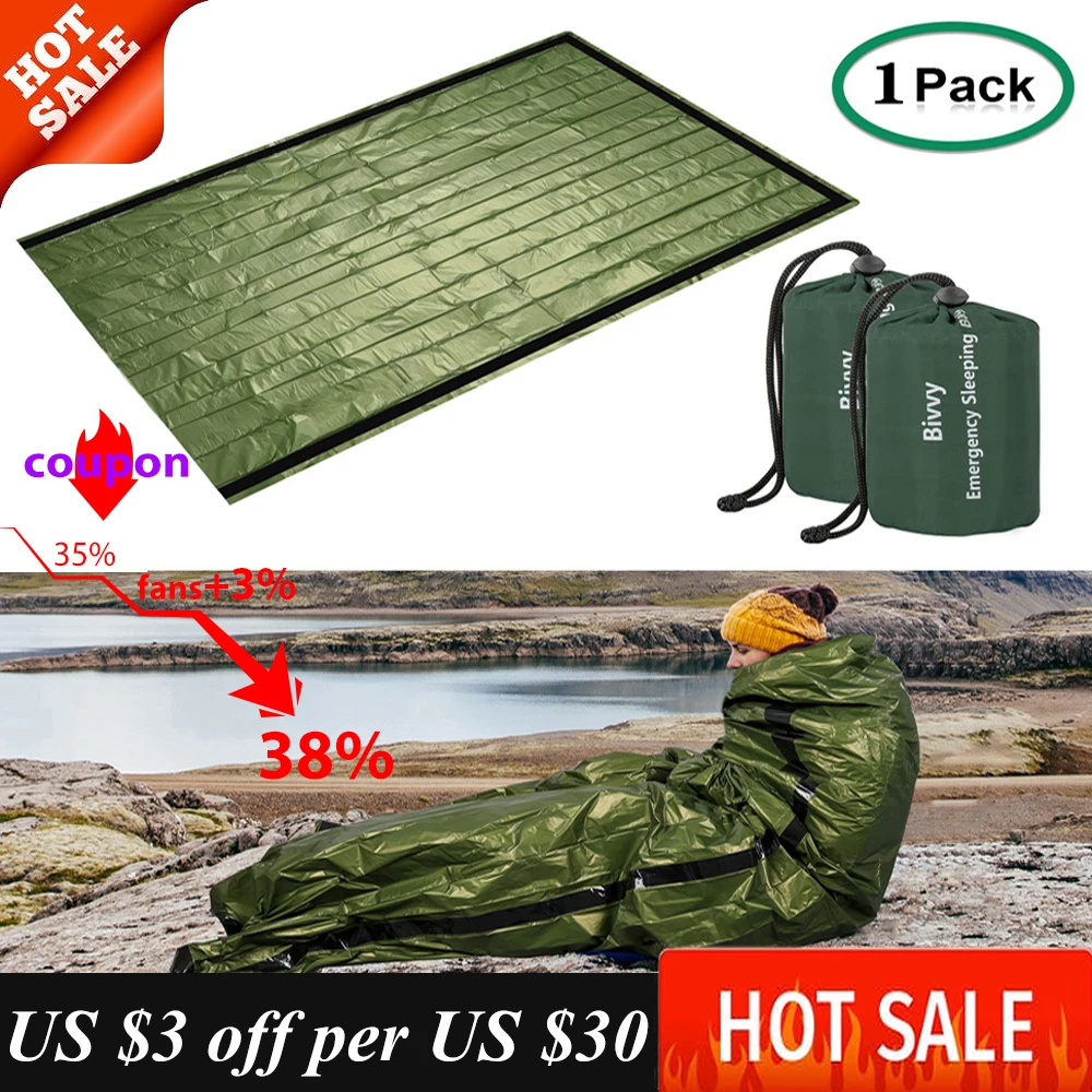Waterproof Emergency Sleeping Bag Bivy Sack Lightweight Thermal Survival kit Blanket Bags For Outdoor Camping Hiking Accessories
Waterproof Emergency Sleeping Bag Bivy Sack Lightweight Thermal Survival kit Blanket Bags For Outdoor Camping Hiking Accessories