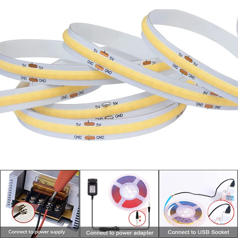 DC 5V USB COB LED Strip Lights 320Leds/m High Density RA90 Flexible Tape Rope Diode Soft COB Strip Ribbon Lamp Linear Dimmable
DC 5V USB COB LED Strip Lights 320Leds/m High Density RA90 Flexible Tape Rope Diode Soft COB Strip Ribbon Lamp Linear Dimmable