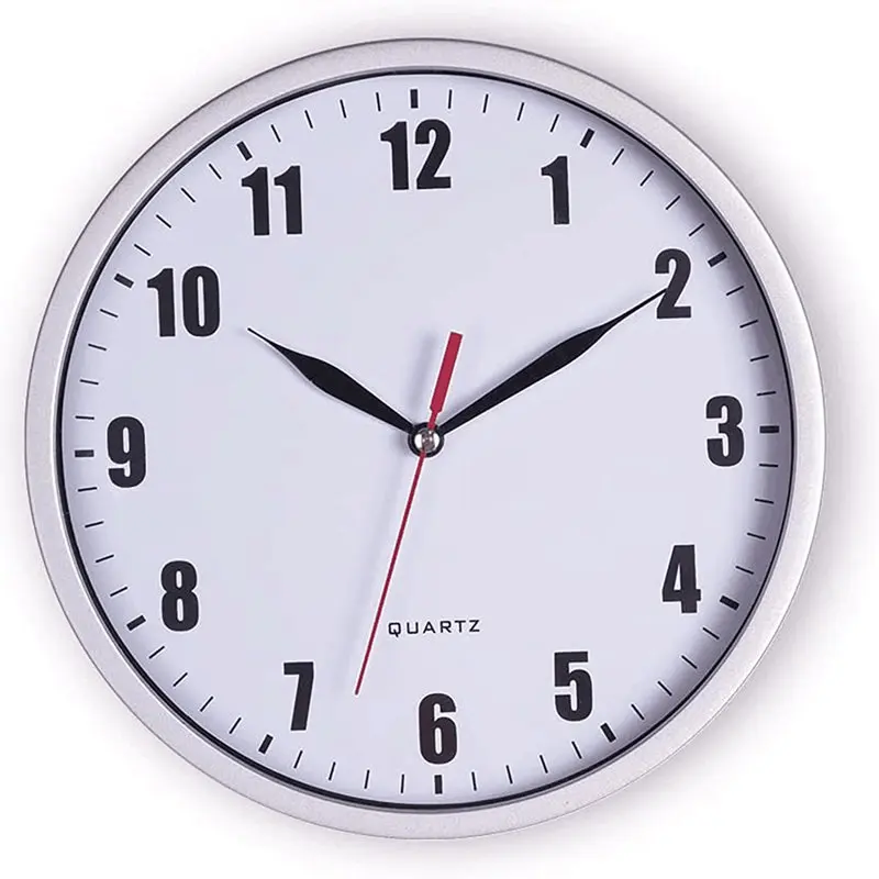 

8" Silent Quartz Wall Clock Non-Ticking Digital Silver Wall Clocks