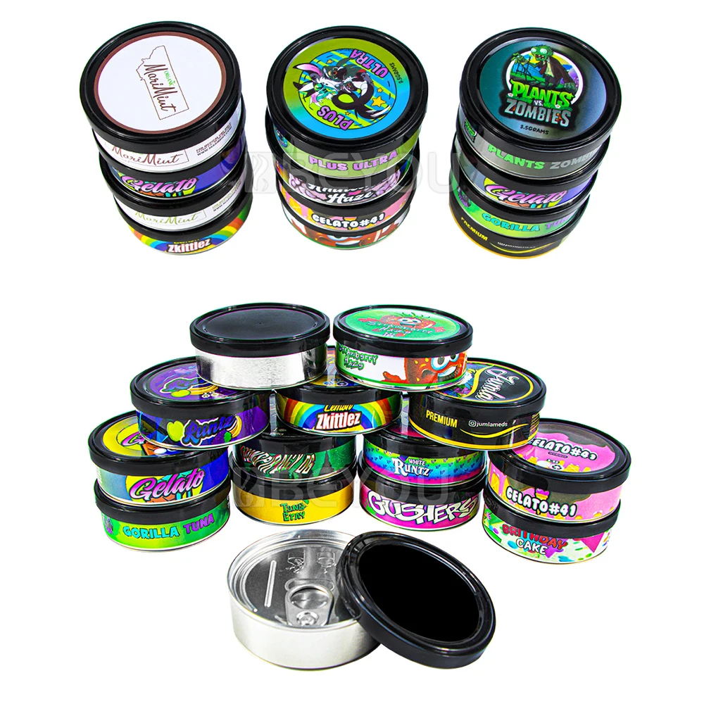 

73x24mm Pressitin Cans Strain Lables Tinplate Empty Self Seal Tuna Box Ring Pull Smellproof Container Cail Packaging Customize