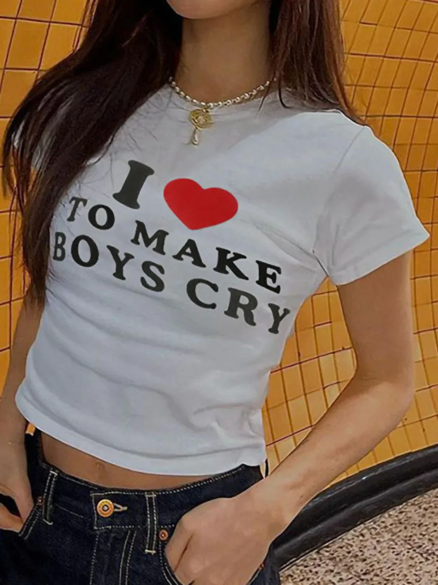 Женский короткий топ с коротким рукавом, в стиле Харадзюку
Женский короткий топ с коротким рукавом, в стиле Харадзюку