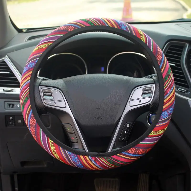 Car Steering Wheel Cover Anti-Slip Breathable Boho Style Protector Cover Fit 14.5"-15" Auto Interior Accessories 
Car Steering Wheel Cover Anti-Slip Breathable Boho Style Protector Cover Fit 14.5"-15" Auto Interior Accessories