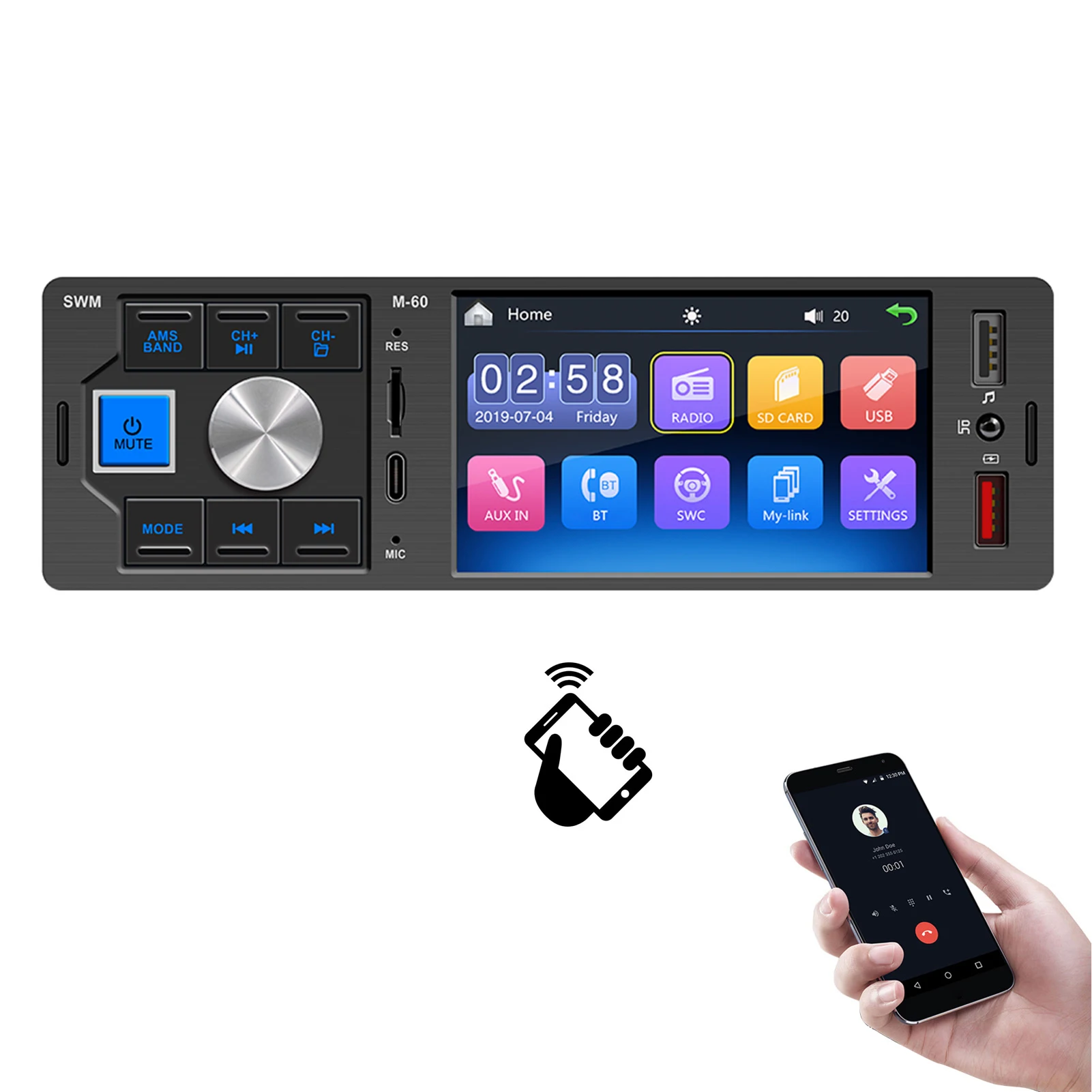 Wireless Digital Display Car Radio Car Radios MP5 Player Car Stereo Radio With Live Rear-View Backup Camera 4'Single Din Touch
Wireless Digital Display Car Radio Car Radios MP5 Player Car Stereo Radio With Live Rear-View Backup Camera 4'Single Din Touch