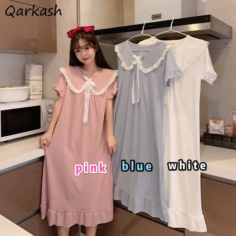 Short Sleeve Nightgowns Women Summer Solid Sweet Students Mid-calf M-3XL Soft Leisure Mujer Lovely Home Sleepwear Hot Sale Pure
Short Sleeve Nightgowns Women Summer Solid Sweet Students Mid-calf M-3XL Soft Leisure Mujer Lovely Home Sleepwear Hot Sale Pure