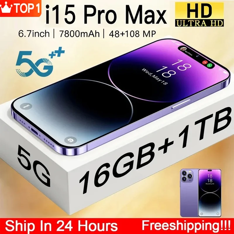 i15 Pro Max 6.7 Inch HD 16+1TB Full Screen Global Version Unlocked 2023 Brand New Smart Cell Phone 5G Mobile Phones Face Unlock
i15 Pro Max 6.7 Inch HD 16+1TB Full Screen Global Version Unlocked 2023 Brand New Smart Cell Phone 5G Mobile Phones Face Unlock