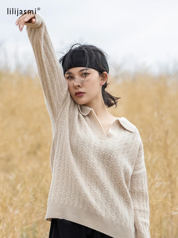 Luxurious 2022 Women Cashmere 35% Turndown Collar Loose Sweaters Thick Allover Long Chain Cable Pullover Wool Soft Jumper Winter
Luxurious 2022 Women Cashmere 35% Turndown Collar Loose Sweaters Thick Allover Long Chain Cable Pullover Wool Soft Jumper Winter