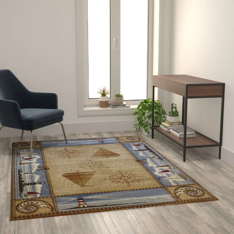 Beige Carpet Nautical Themed 5' X 7' Area Rug with Jute Backing for Carpets for Bed Room Living Room Decoration
Beige Carpet Nautical Themed 5' X 7' Area Rug with Jute Backing for Carpets for Bed Room Living Room Decoration