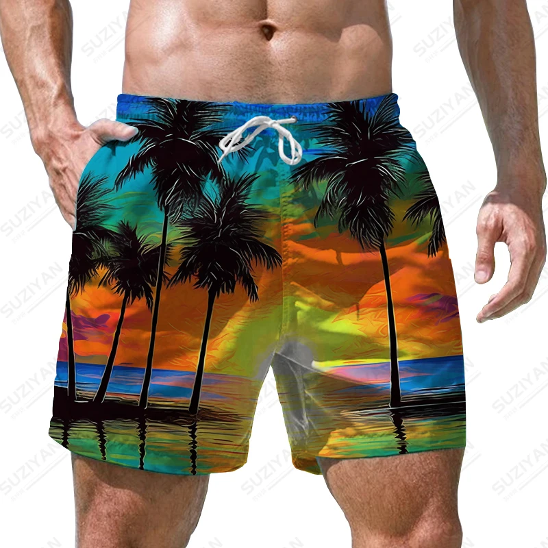 

Summer new men's shorts seaside coconut tree 3D printed men's shorts vacation style men's shorts fashion casual men's shorts