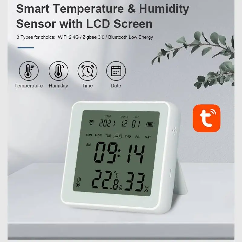 Tuya Smart ZigBee Temperature And Humidity Sensor Indoor Hygrometer Thermometer With LCD Display Support Alexa Google Assistant
Tuya Smart ZigBee Temperature And Humidity Sensor Indoor Hygrometer Thermometer With LCD Display Support Alexa Google Assistant