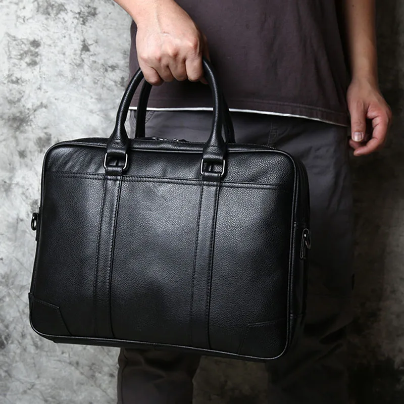 

AETOO First layer cowhide handmade casual business computer bag men's handbag leather horizontal briefcase shoulder messenger