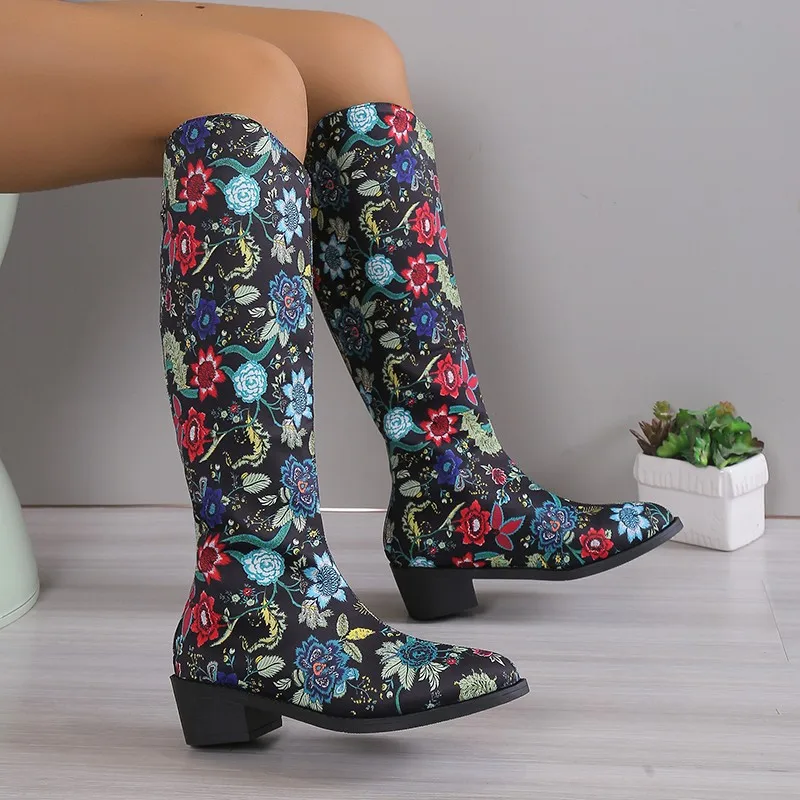 Womens Leather Knee High Embroidered Vintage Shoes Ethnic Style Winter Zipper Cow Suede Lace Up Long Boots Modern Boots
Womens Leather Knee High Embroidered Vintage Shoes Ethnic Style Winter Zipper Cow Suede Lace Up Long Boots Modern Boots