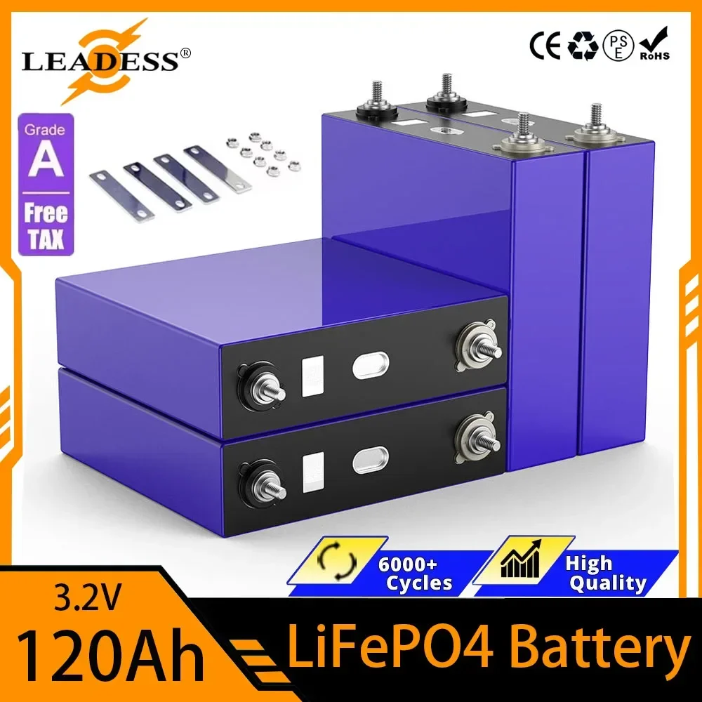 120 Ач LiFePO4 Батарея класса A 3 2 В Литий-ионная аккумуляторная батарея DIY 12 24 Мотоцикл