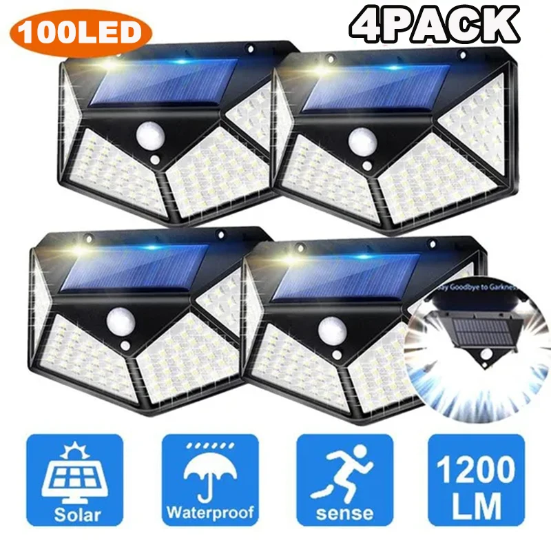 1/2/4Pcs 100 LED Solar Wall Lights Outdoor Solar Lamp PIR Motion Sensor Solar Powered Sunlight Street Light for Garden Light
1/2/4Pcs 100 LED Solar Wall Lights Outdoor Solar Lamp PIR Motion Sensor Solar Powered Sunlight Street Light for Garden Light