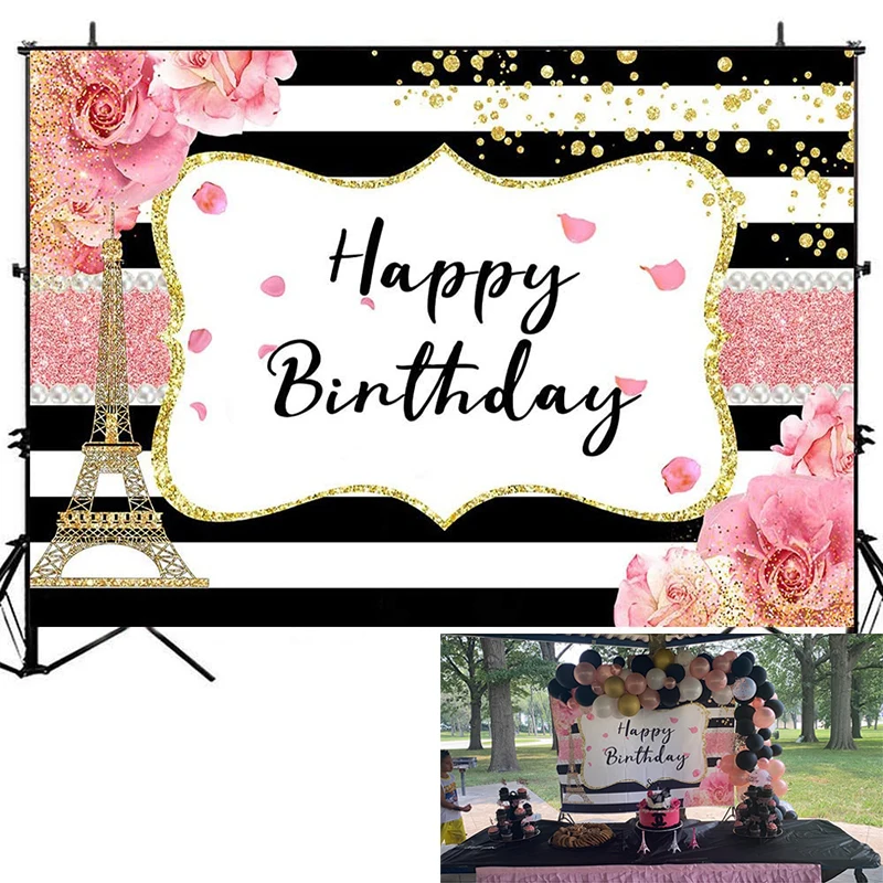 Customized Backdrop Paris Eiffel Tower Birthday Pink Roses Floral Birthday Party CakeTable Banner Decorations Background Vinyl
Customized Backdrop Paris Eiffel Tower Birthday Pink Roses Floral Birthday Party CakeTable Banner Decorations Background Vinyl