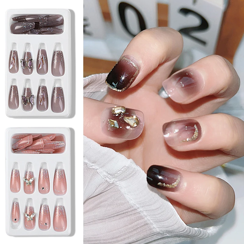 24 шт./коробка, накладные ногти с клеем и наклейкой 
24 шт./коробка, накладные ногти с клеем и наклейкой