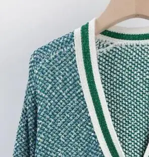 Women Preppy Style Knitted Single Breasted V-neck Sweater Female Color Patchwork Coat Long Sleeve Pockets Cardigan
Women Preppy Style Knitted Single Breasted V-neck Sweater Female Color Patchwork Coat Long Sleeve Pockets Cardigan