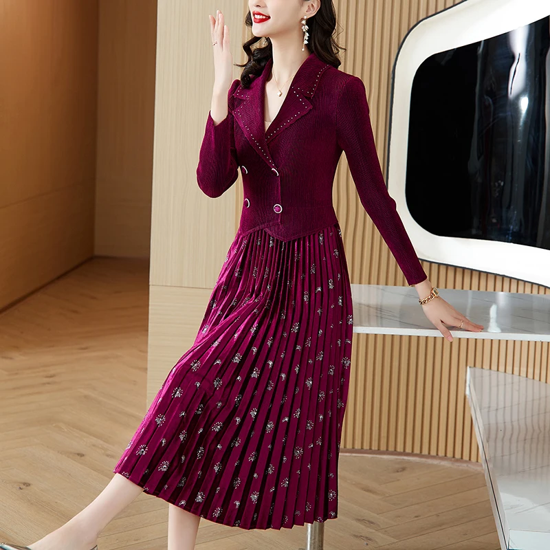Autumn Winter Red Velvet Patchwork Floral Midi Pleated Dress Women Elegant Office Lady Dress 2022 Korean Fashion Prom Vestidos
Autumn Winter Red Velvet Patchwork Floral Midi Pleated Dress Women Elegant Office Lady Dress 2022 Korean Fashion Prom Vestidos