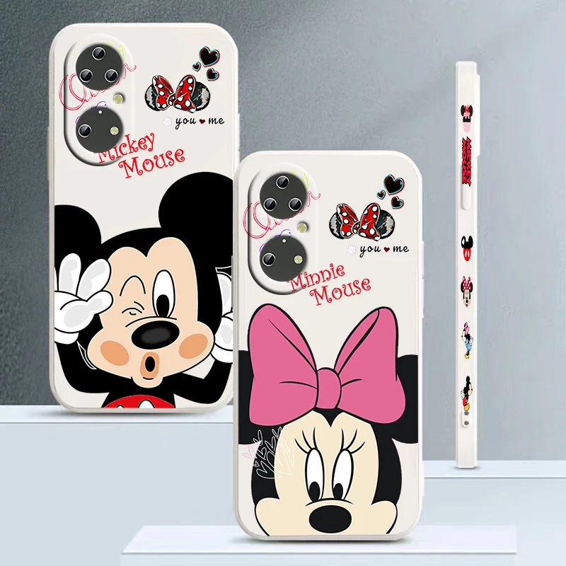 

Disney Minnie Mickey Love Art For Huawei P50 P40 P30 P20 Pro Lite Nova Y9S Y9A Y9 Y6 Y70 Y90 Y61 5T Liquid Left Rope Phone Case