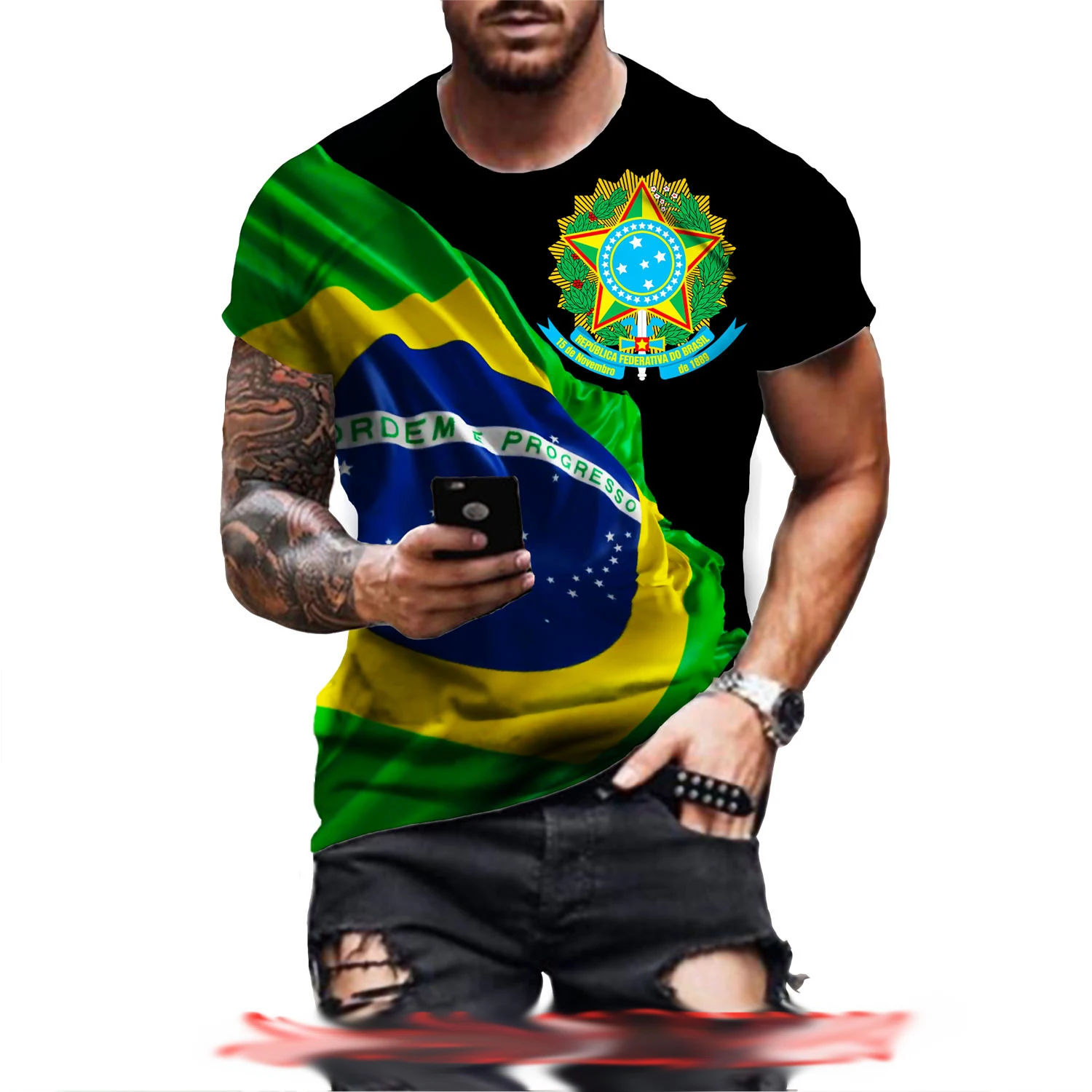 Men's Summer Short Sleeve Brazil Flag 3D Printing T Shirt Harajuku Hip Hop Fashion Streetwear Brazil T-shirt
Men's Summer Short Sleeve Brazil Flag 3D Printing T Shirt Harajuku Hip Hop Fashion Streetwear Brazil T-shirt