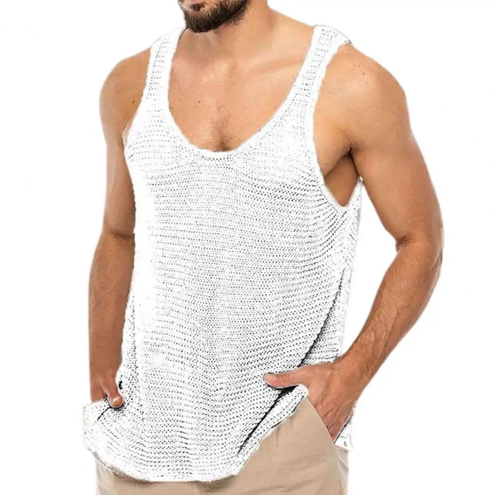 Men Tank Top Sleeveless U Neck Loose Knitted Breathable Summer Vest Tops Streetwear 2022
Men Tank Top Sleeveless U Neck Loose Knitted Breathable Summer Vest Tops Streetwear 2022