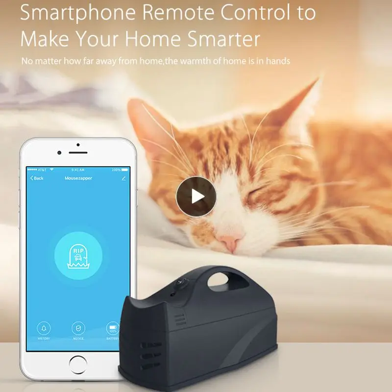 

Mousetrap 2.4ghz Wireless Rodent Killer App Control Rat Pest Trap For Mobile Phone Mousetrap Sensor Black High Sensitivity Wifi